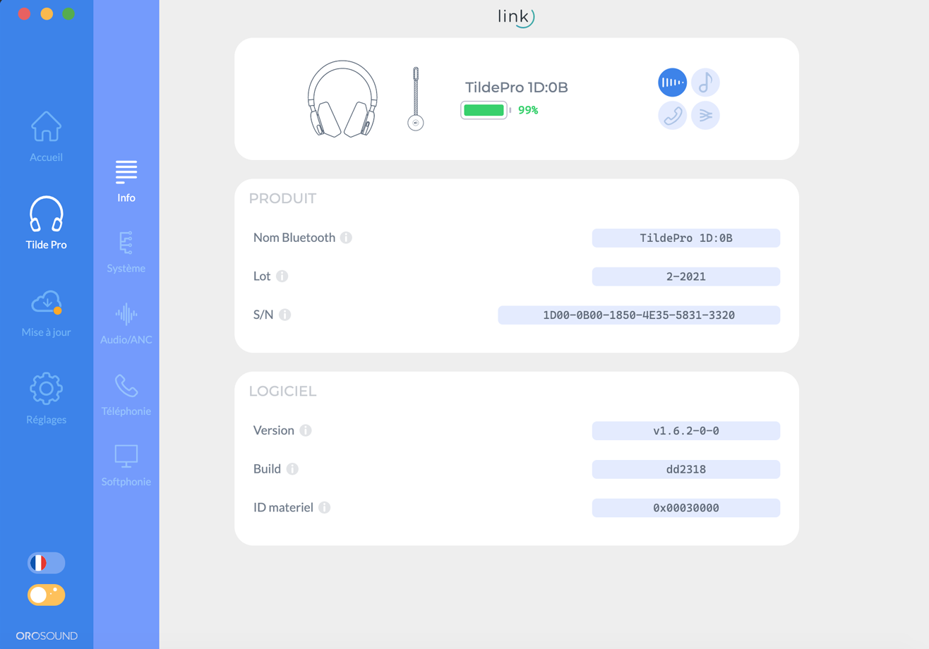 Application Orosound Link : informations