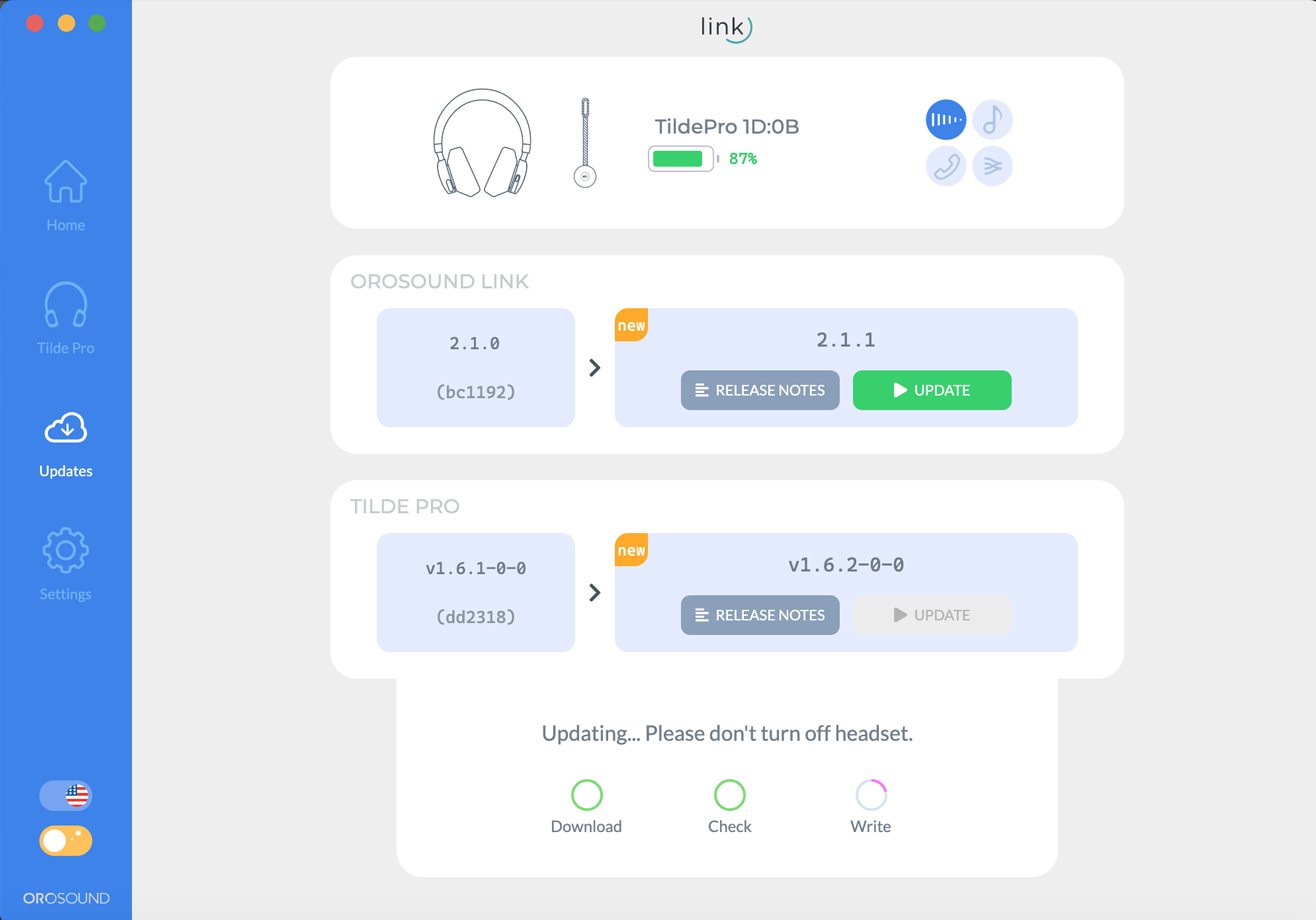 orosound link application: tilde update
