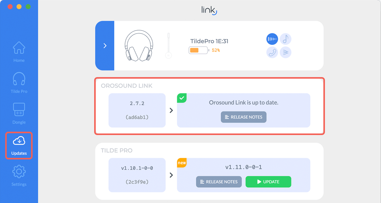 Orosound Link : application update